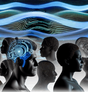 alt_text: Futuristic cover image for "Genius Wave Reviews 2025" featuring wave patterns and diverse silhouettes.