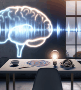 alt_text: A serene cover image featuring a glowing brain, sound waves, and cognitive activity icons, inviting curiosity.