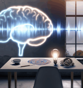 alt_text: A serene cover image featuring a glowing brain, sound waves, and cognitive activity icons, inviting curiosity.