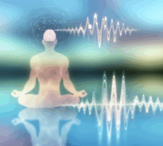 **alt_text:** A serene landscape with a meditating figure, brain waves, and soothing hues symbolizing mindfulness.